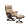 Stressless Stressless Quick Delivery Mayfair Medium Signature Base in Paloma Beige With an Oak wood base