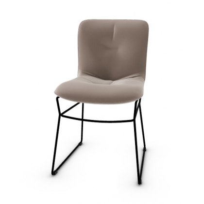 Annie Leather Chair Extra Soft Padding With Sleigh Metal Legs By Calligaris