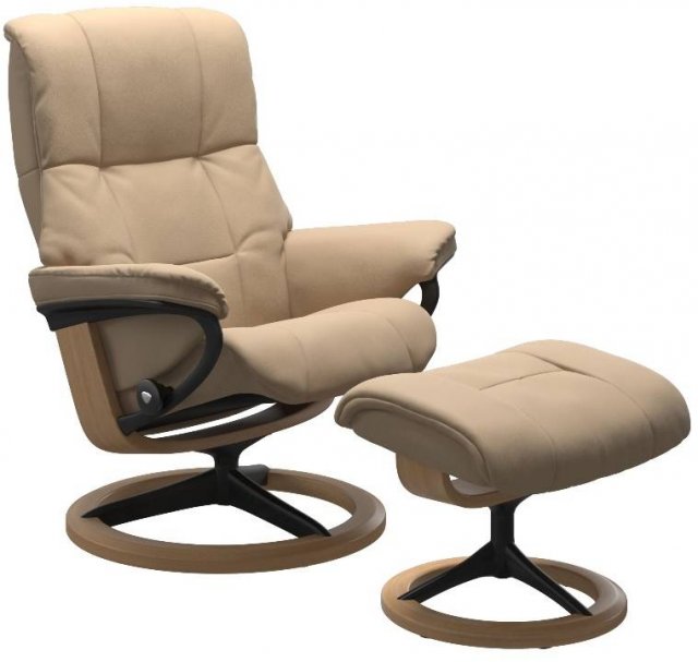 Stressless Stressless Quick Delivery Mayfair Medium Signature Base in Paloma Beige With an Oak wood base