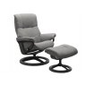 Stressless Stressless Quick Delivery Mayfair Medium Signature Base in Paloma Silver Grey With a Grey Wood Base