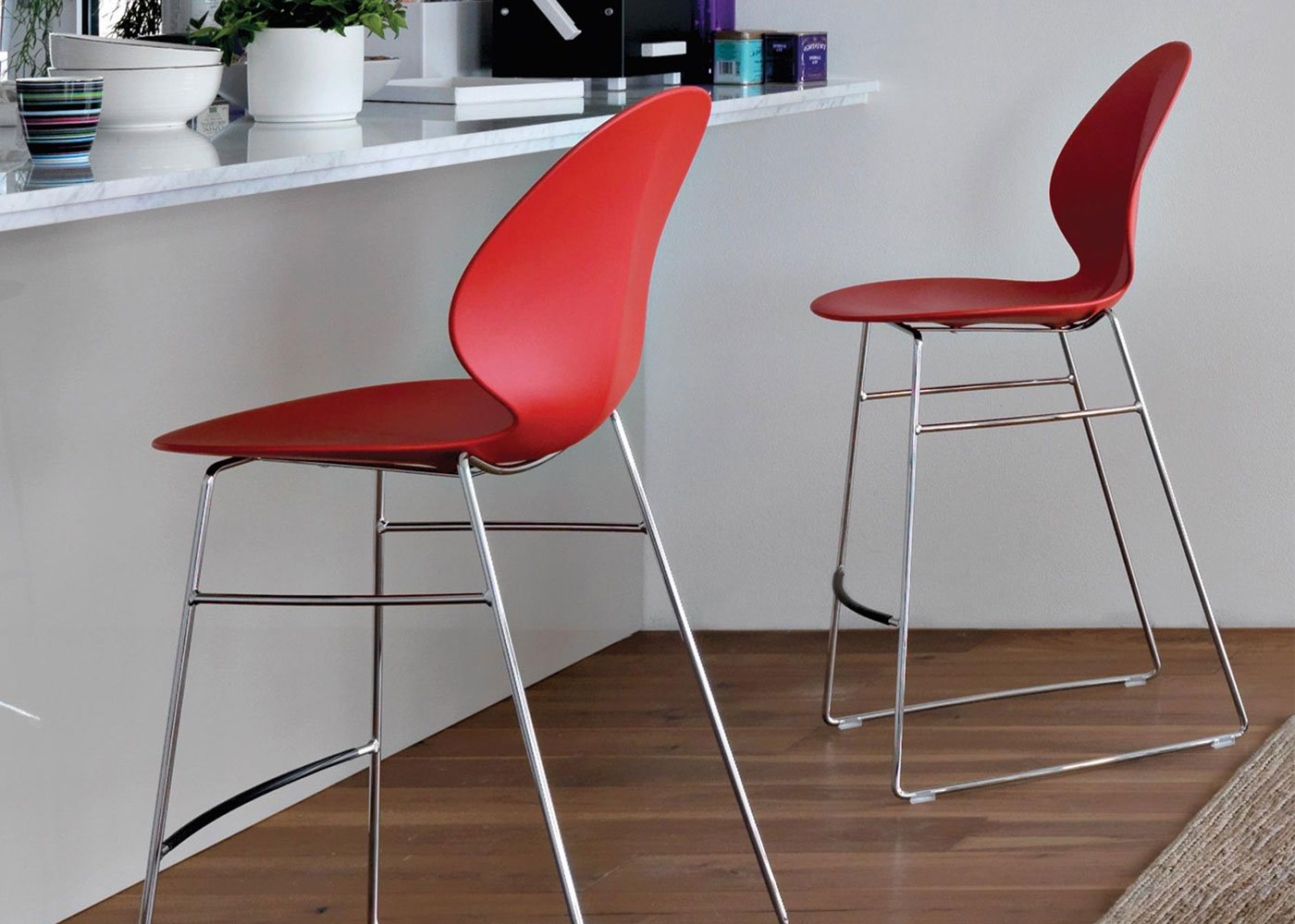 Calligaris bar stool with metal frame by calligaris Beadle Crome Interiors