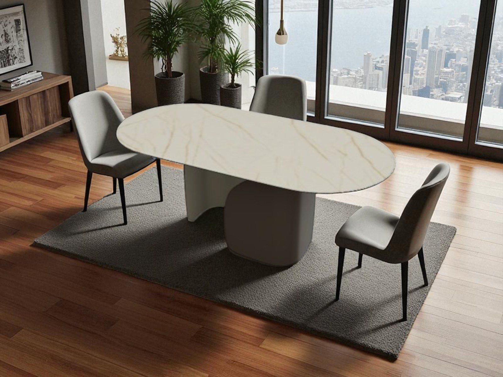 Twins Non Extending Shaped Table in Ceramic CS4153-FE 200 By