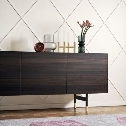 Horizon 2 Side Doors and 3 Drawers Sideboard.Glass Top 180cm Width By Calligaris
