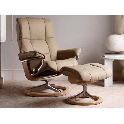 Stressless Quick Delivery Mayfair Medium Signature Base in Paloma Sand With An Oak Wood Base Stressless Quick Delivery Mayfair Medium Signature Base in Paloma Sand With An Oak Wood Base