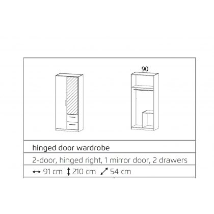 Oslo 2 Door Hinged Wardrobe