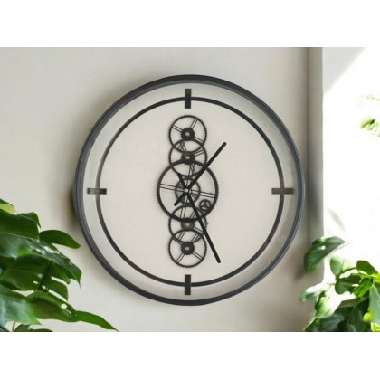 Black and White Gears Wall Clock Black and White Gears Wall Clock