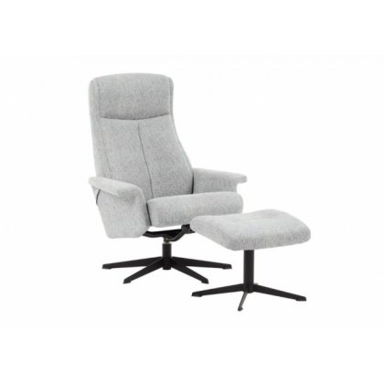 Nordic Recliner Chair & Footstool In Fabric
