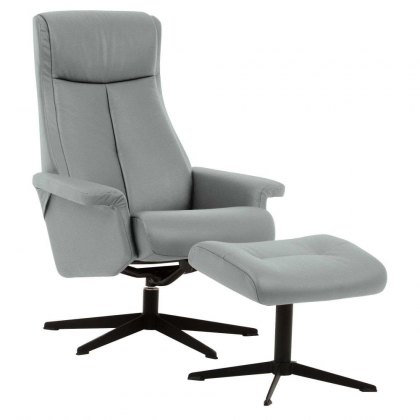 Nordic Recliner Chair & stool In Leather