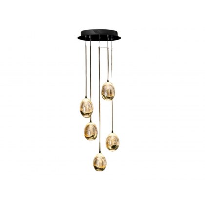Catania Gold and Black 5 Light Pendant