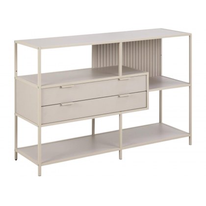 York Grey Bookcase Low with drawers