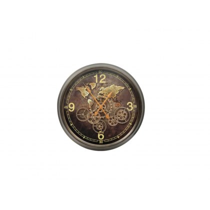 62cm Coffee Brown Gears Wall Clock