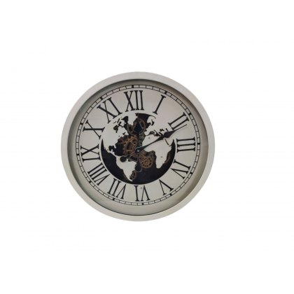 58cm White Gears Clock