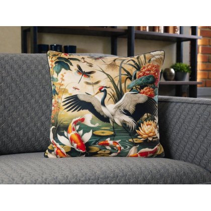 Orient 2 Birds and Koi Pond Cushion