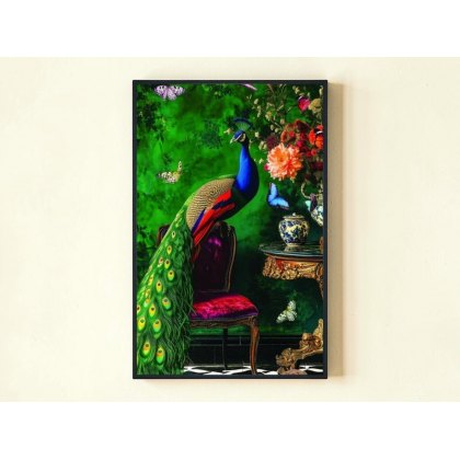 Stately Peacock Velvet Artwork