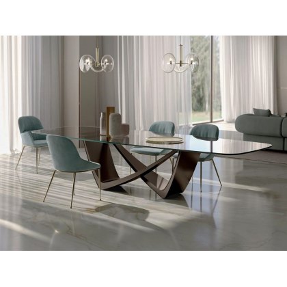 Bach Fixed Barrel Glass Top Table Bach Fixed Barrel Glass Top Table