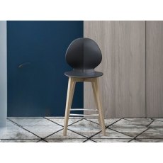 Basil Leather Stool with wood Legs By Calligaris