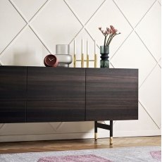 Horizon 2 Side Doors and 3 Drawers Sideboard.Glass Top 180cm Width By Calligaris