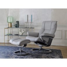 Stressless Quick Delivery Mayfair Medium Signature Base in Paloma Silver Grey With a Grey Wood Base Stressless Quick Delivery Mayfair Medium Signature Base in Paloma Silver Grey With a Grey Wood Base
