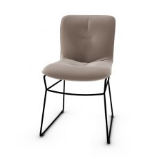 Annie Leather Chair Extra Soft Padding With Sleigh Metal Legs By Calligaris