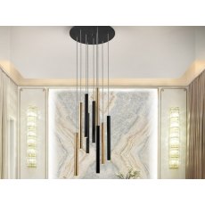 Peyton 9 Light Lamp In Black and Gold Peyton 9 Light Lamp In Black and Gold