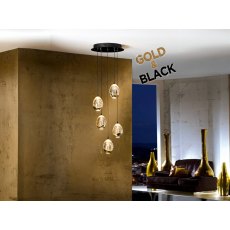 Catania Gold and Black 5 Light Pendant