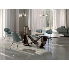Bach Fixed Barrel Glass Top Table Bach Fixed Barrel Glass Top Table