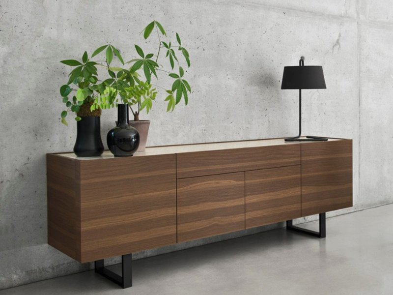 Calligaris Horizon 4 doors and central drawer sideboard, Ceramic Top 210cm Width By Calligaris