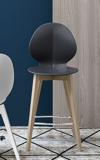 Calligaris Basil Leather Stool with wood Legs By Calligaris