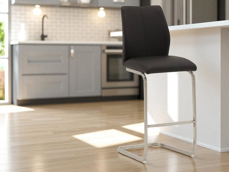 Beadle Crome Interiors Arcalia Bar Stool with brushed steel base
