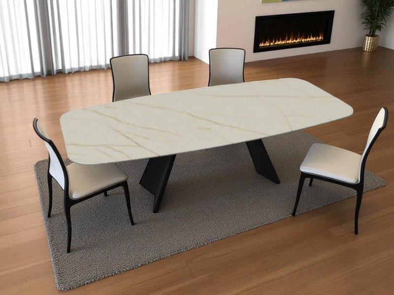 Calligaris Icaro Fixed Ceramic Elliptical Top  200cm x 100cm Table By Calligaris