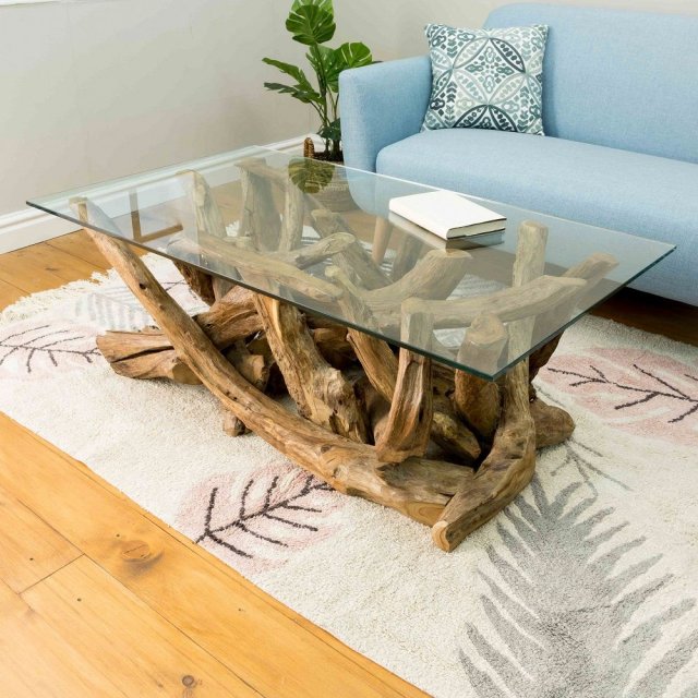 Natural Teak Root Coffee Table, Root Console Table Uk