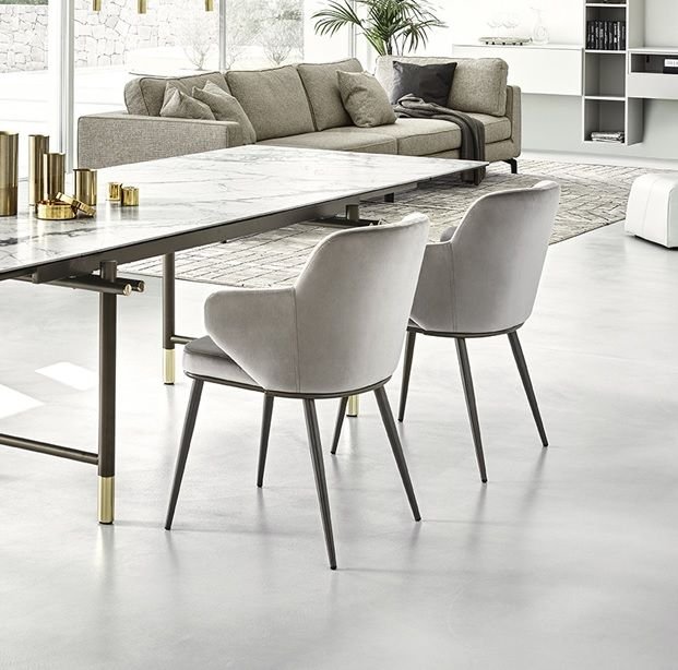 Calligaris Foyer CS1898-MTO Metal Leg Dining Chair With Arms By Calligaris