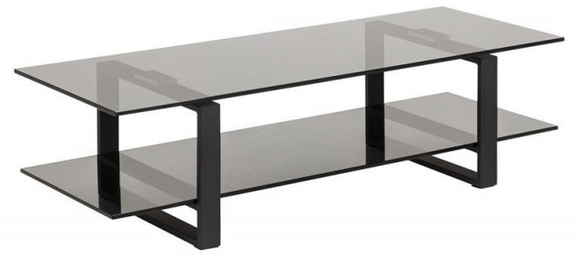 Beadle Crome Interiors Special Offers Oblo TV Unit in smoke grey glass and matt black