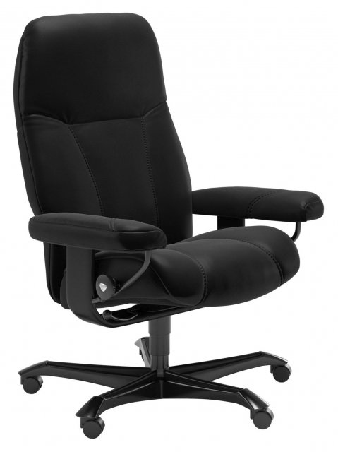 Stressless Stressless Quick Delivery Consul Office Medium Chair in Batick Black