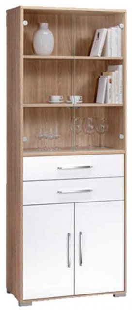 Beadle Crome Interiors Helsinki Tall wide bookcase with Drawers and Doors