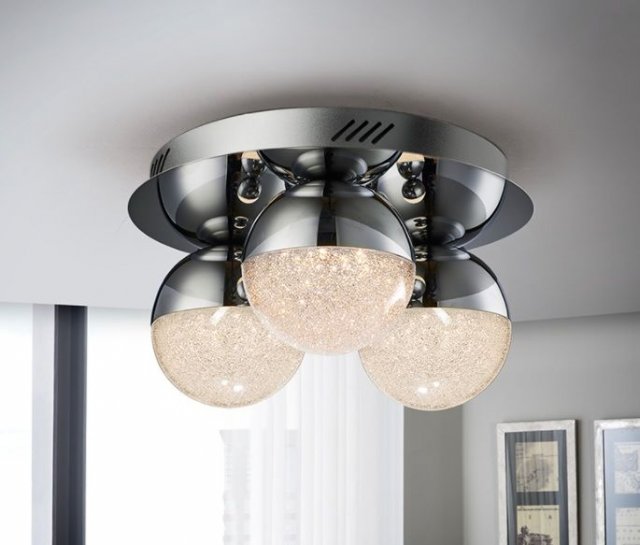 Beadle Crome Interiors Globe Chrome Flush Dimmable Ceiling Light