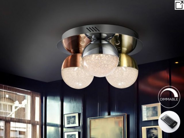 Beadle Crome Interiors Globe Flush Ceiling Light Dimmable With Remote