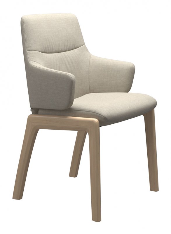 Stressless Stressless Quickship Mint Low Back Chair (D100) in Fabric Silva Light Beige With Oak Wood Legs
