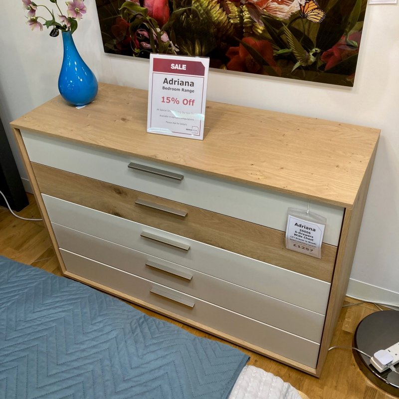 Beadle Crome Interiors Special Offers Andriana 5 Drawer Wide Chest Clearance
