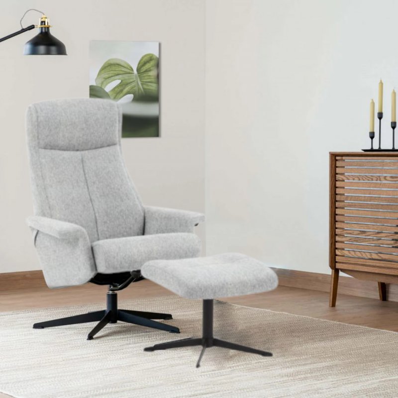 Beadle Crome Interiors Nordic Recliner Chair & Footstool In Fabric