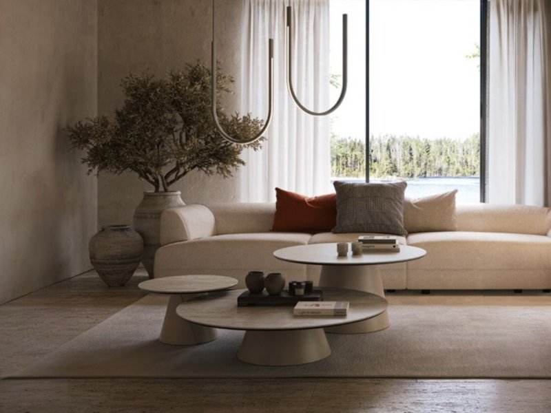 Cattelan Italia Albert Keramik Coffee Table With A Colosseo Top Quick Ship By Cattelan Italia