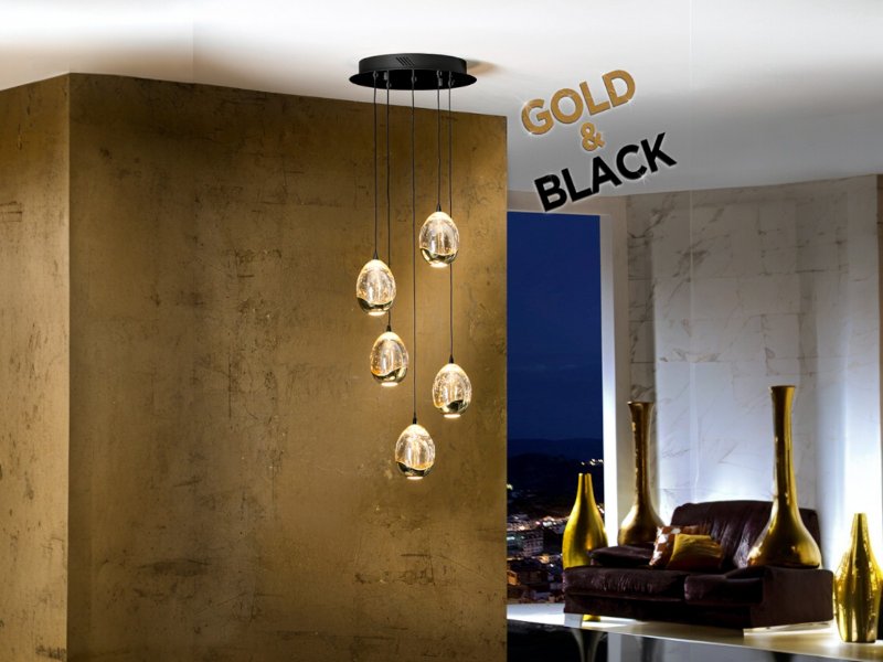 Beadle Crome Interiors Catania Gold and Black 5 Light Pendant