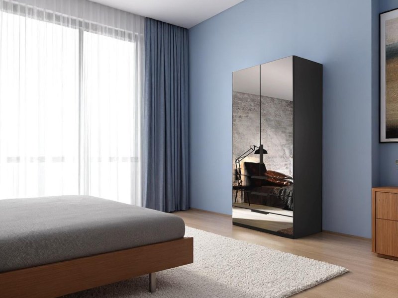 Beadle Crome Interiors Comet 2 Door Hinged Wardrobe with Mirror Fronts
