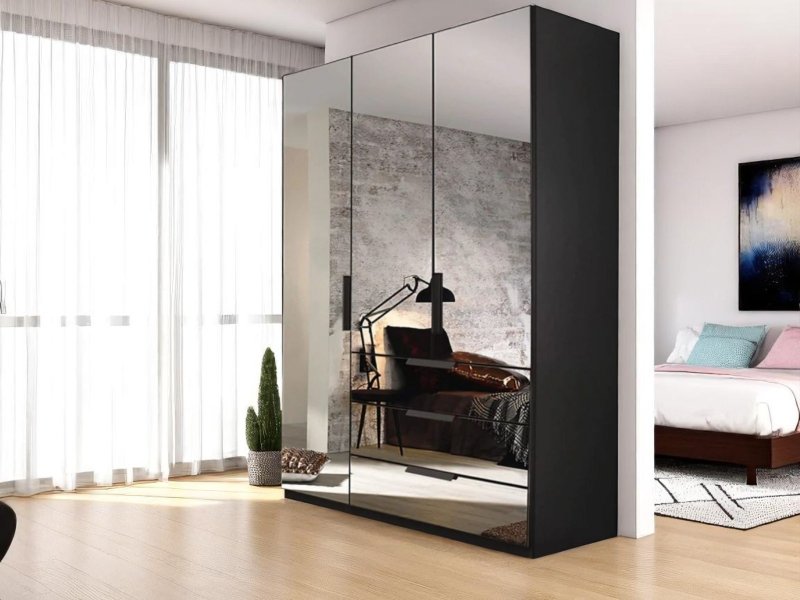 Beadle Crome Interiors Comet 3 Door Hinged Wardrobe with Mirror Fronts