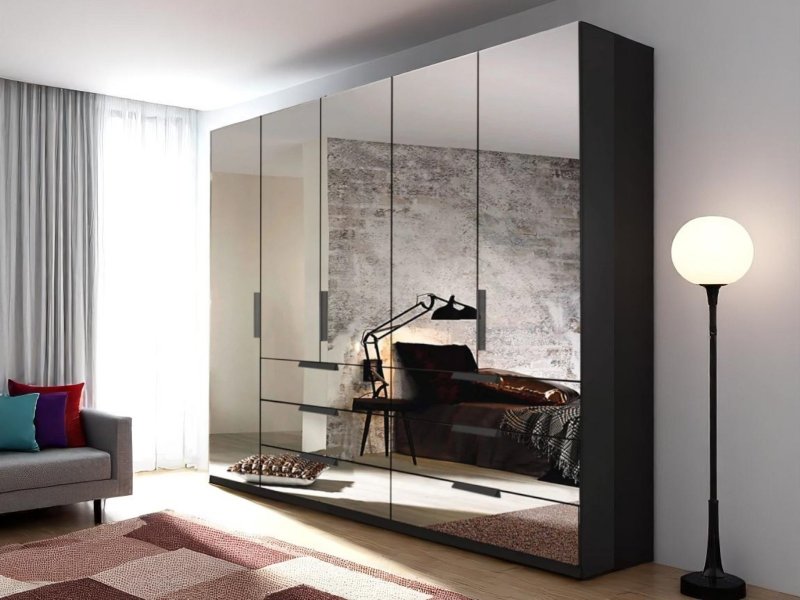 Beadle Crome Interiors Comet 6 Door Hinged Wardrobe with Mirror Fronts