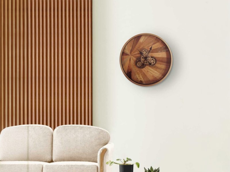 Beadle Crome Interiors Special Offers 60cm Natural Wood Gears Wall Clock