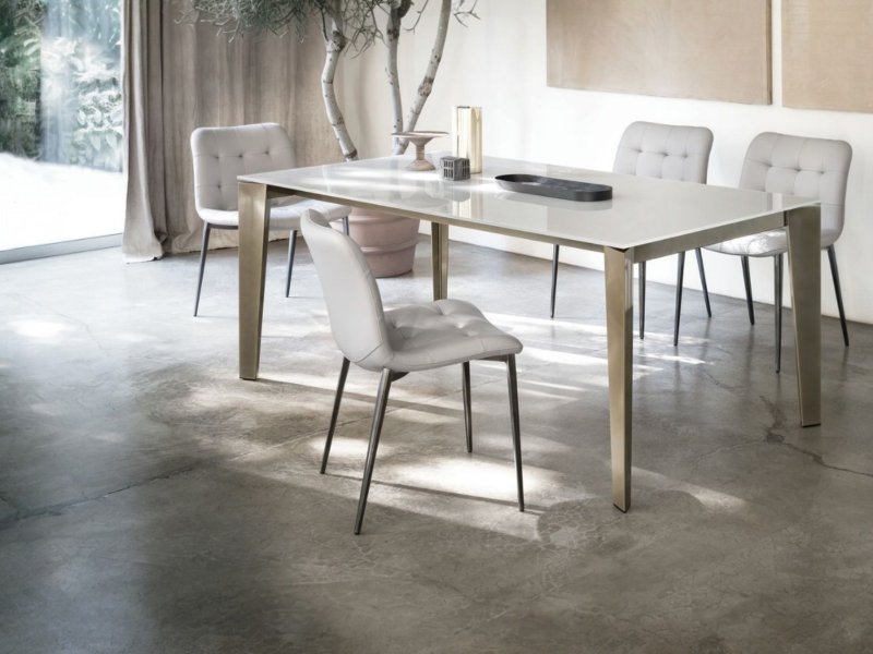 Bontempi Kuga Metal Leg Dining Chair By Bontempi