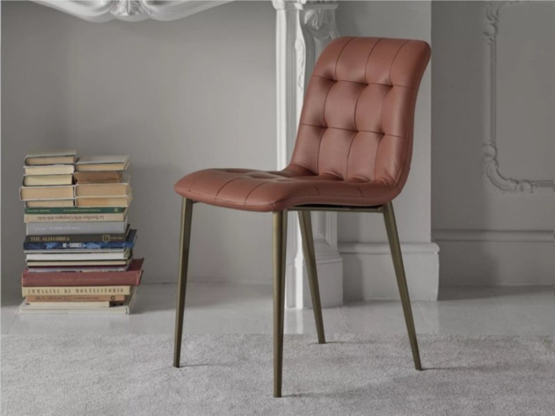 Bontempi Kuga Slim Metal Leg Dining Chair By Bontempi