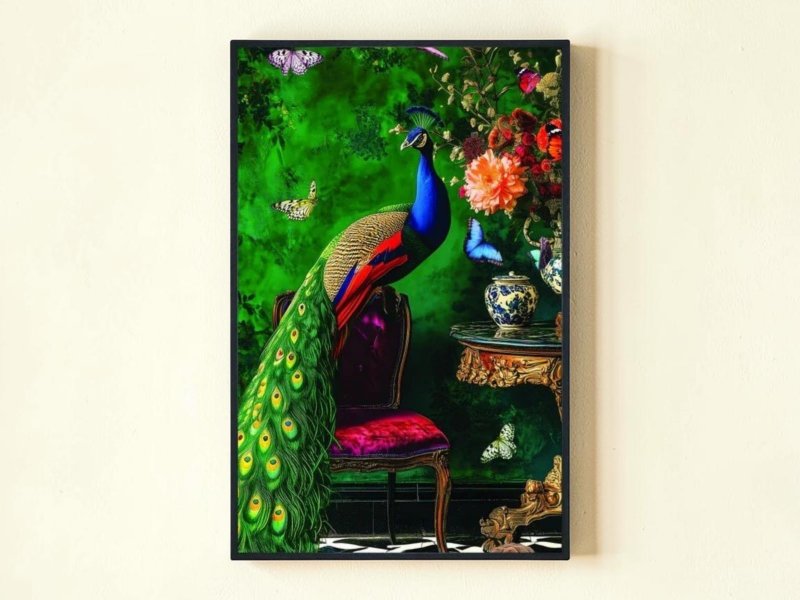 Beadle Crome Interiors Special Offers Stately Peacock Velvet Artwork