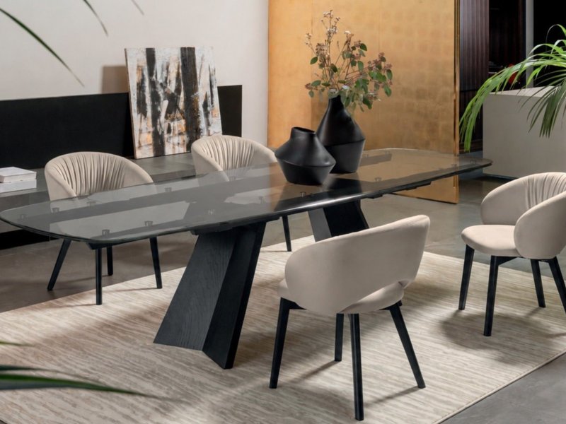 Calligaris Icaro Extending Glass Top Table By Calligaris